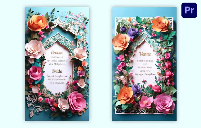 Fashionable 3D Floral Muslim Wedding Invite Instagram Story